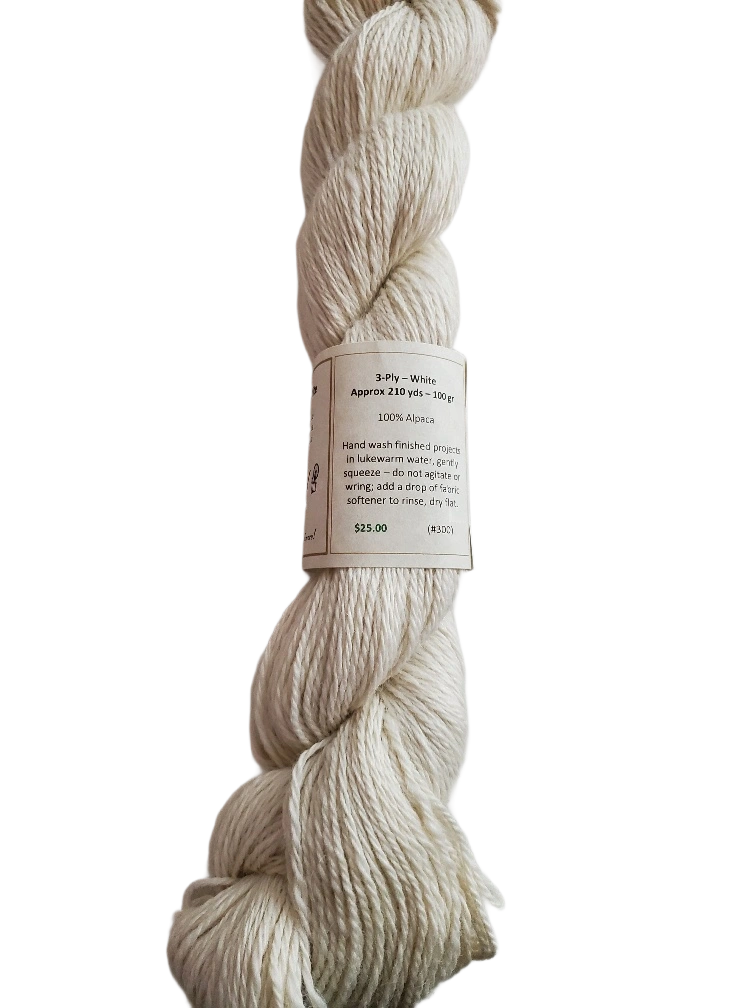 Cozy White Alpaca Yarn: Luxurious 3-Ply Perfection, SKU 300. Pure Indulgence.